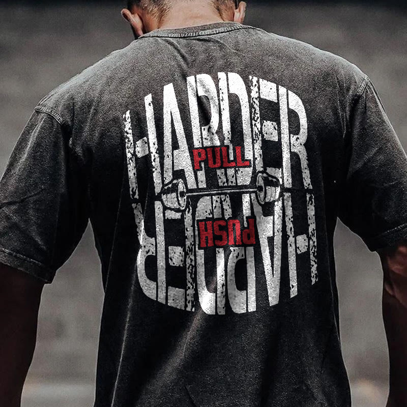 100% Cotton HARDER Gym Print Acid Washed T-shirt - image 2