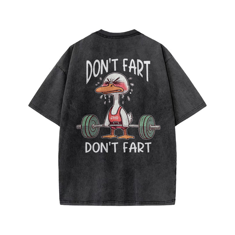 100% Cotton DON'T FART Gym Print Acid Washed T-shirt - image 3