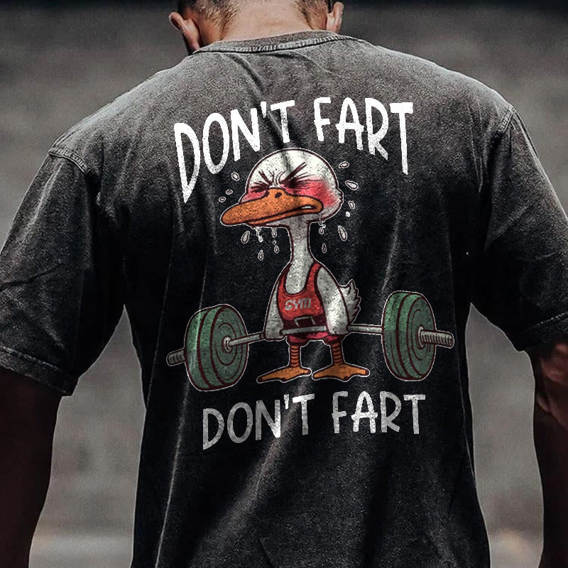 100% Cotton DON'T FART Gym Print Acid Washed T-shirt - image 2