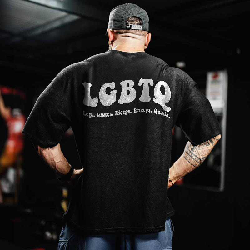 100% Cotton LGBTQ Gym Print Acid Washed T-shirt - image 2