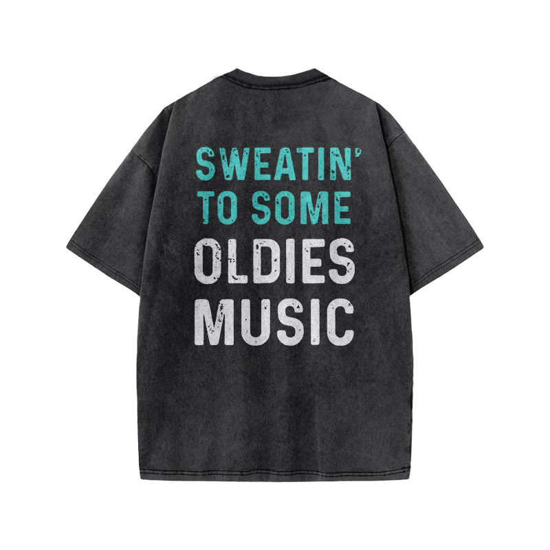 100% Cotton Oldest Music Gym Print Acid Washed T-shirt - image 3