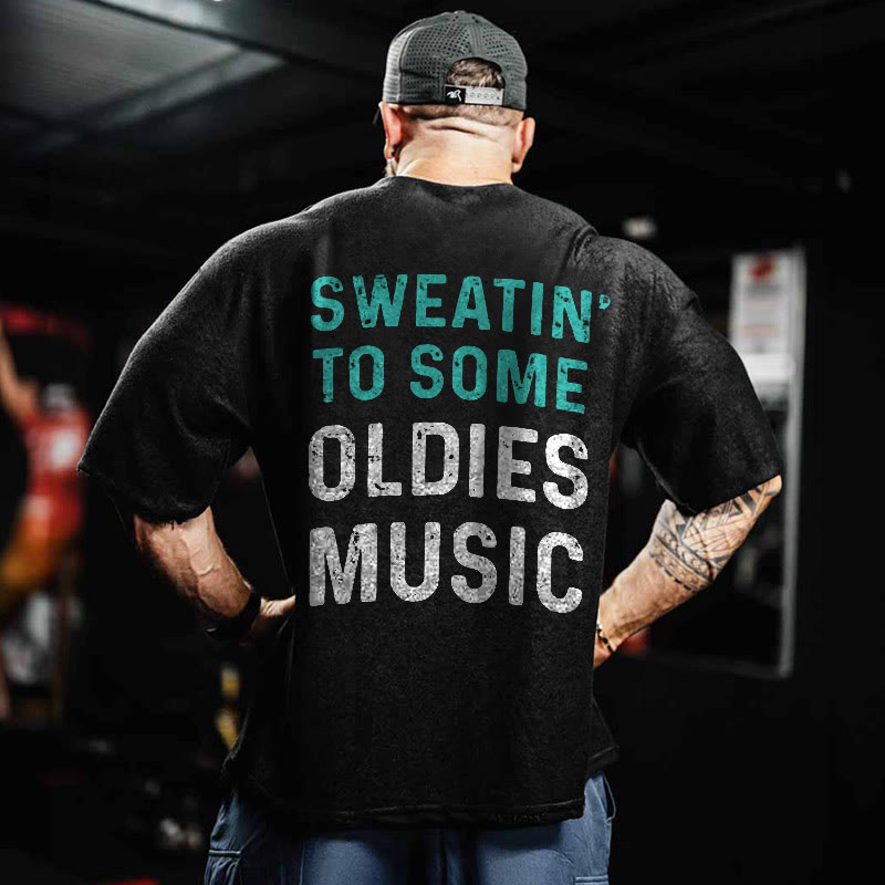 100% Cotton Oldest Music Gym Print Acid Washed T-shirt - Black - US20-22(3XL) - image 1