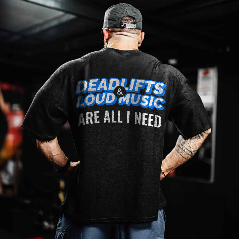 100% Cotton DEADLIFTS Gym Print Acid Washed T-shirt - Black - US20-22(3XL) - image 1