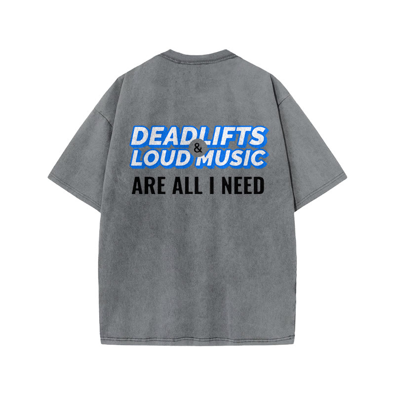 100% Cotton DEADLIFTS Gym Print Acid Washed T-shirt - Grey - US20-22(3XL) - image 4
