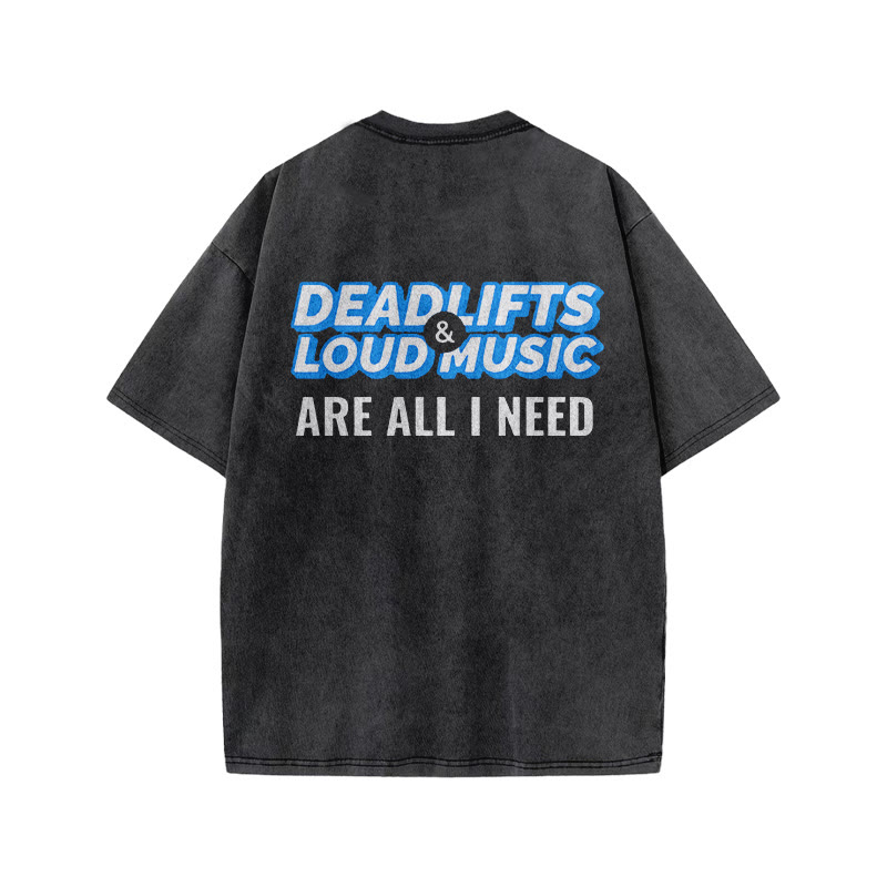 100% Cotton DEADLIFTS Gym Print Acid Washed T-shirt - image 3
