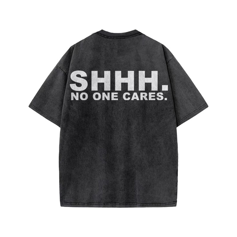 100% Cotton No One Cares Gym Print Acid Washed T-shirt - image 2