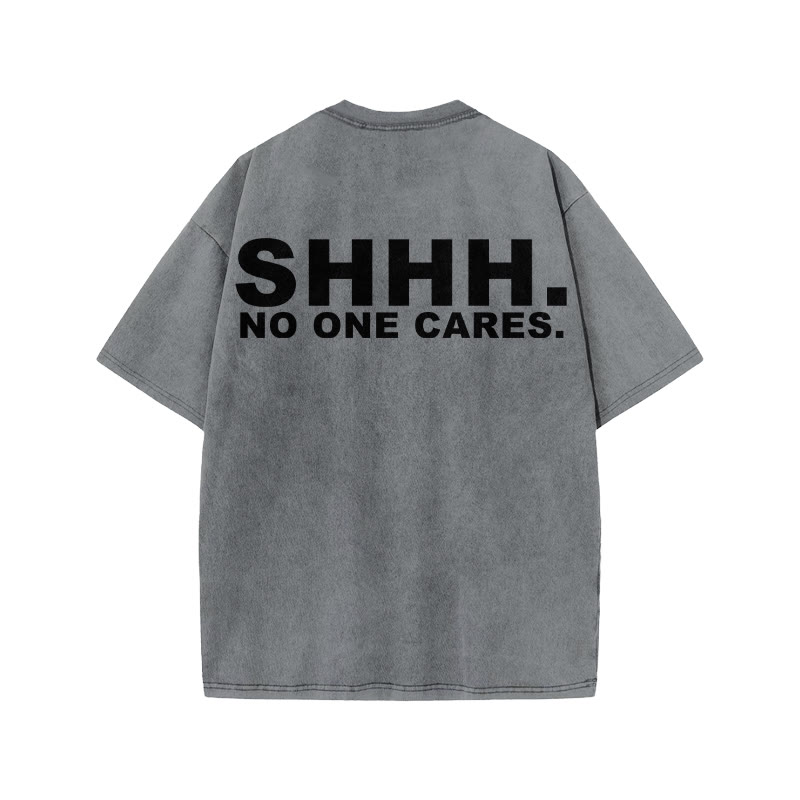 100% Cotton No One Cares Gym Print Acid Washed T-shirt - Grey - US20-22(3XL) - image 3