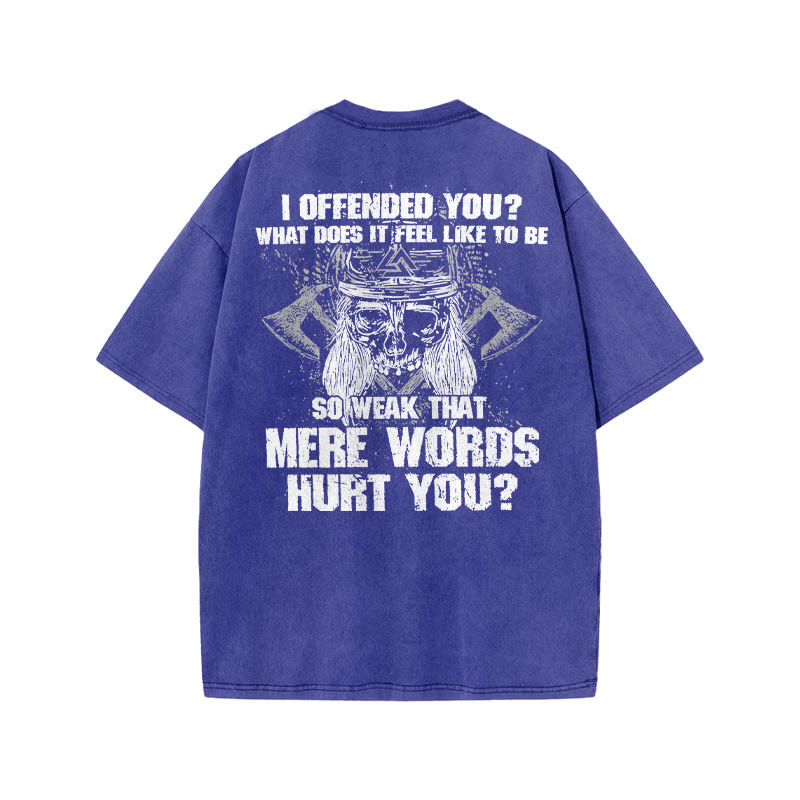 100% Cotton I Offended You? Gym Print Acid Washed T-shirt - Blue - US20-22(3XL) - image 6