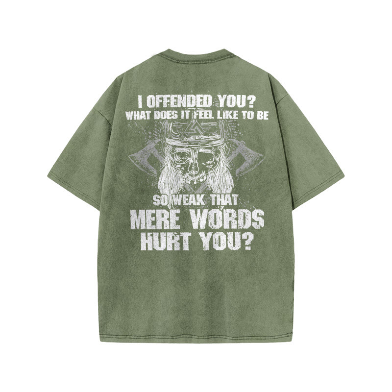 100% Cotton I Offended You? Gym Print Acid Washed T-shirt - Army Green - US20-22(3XL) - image 5