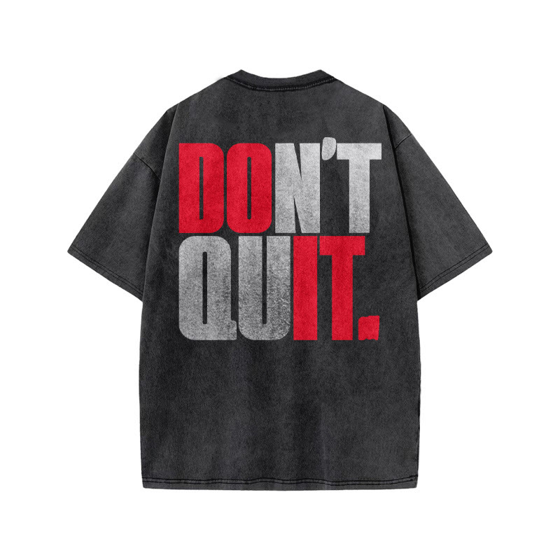 100% Cotton DON'T QUIT Gym Print Acid Washed T-shirt - image 2