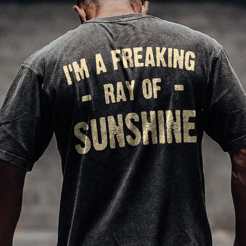 Gym 100% Cotton SUNSHINE Print Acid Washed T-shirt - image 2