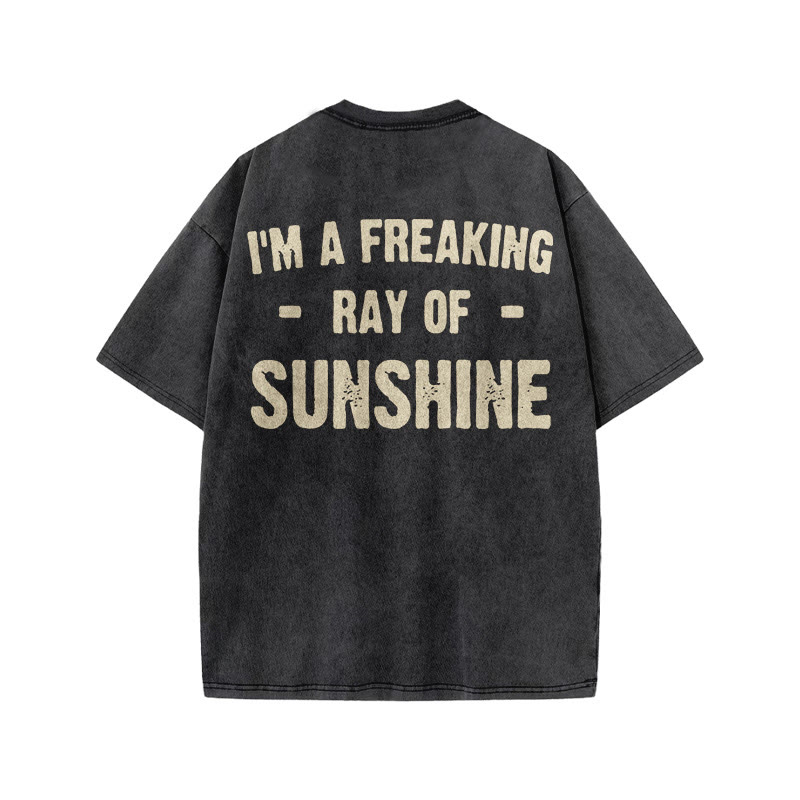 Gym 100% Cotton SUNSHINE Print Acid Washed T-shirt - image 3