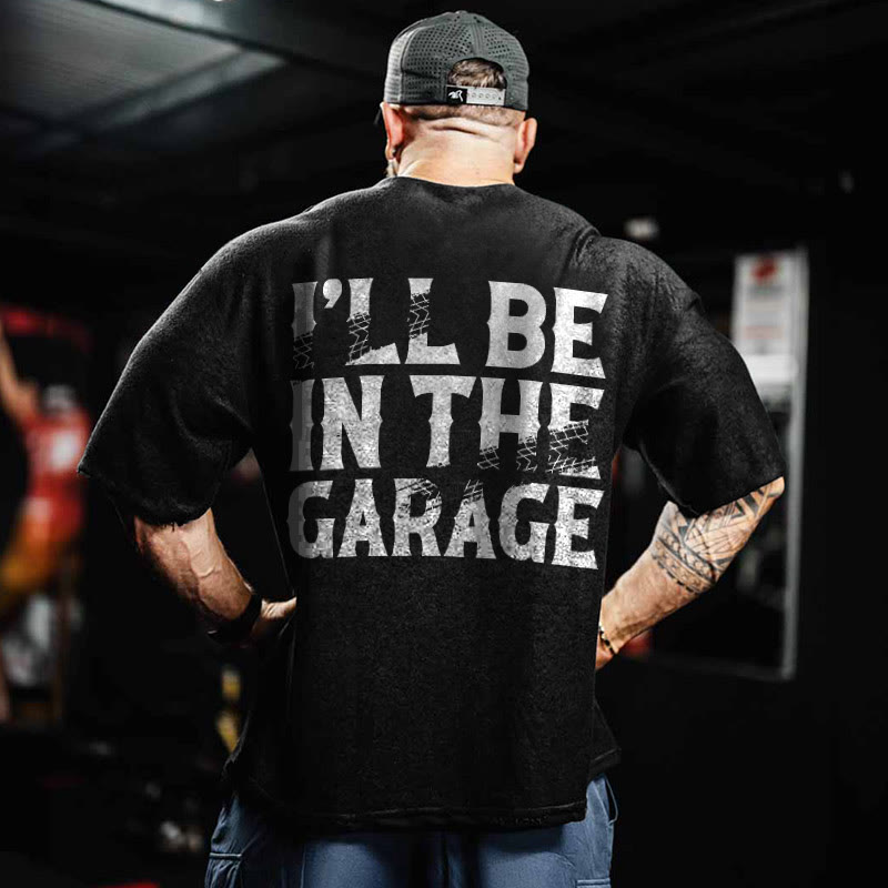 Gym 100% Cotton I'll Be In The Garage Print Acid Washed T-shirt - image 2