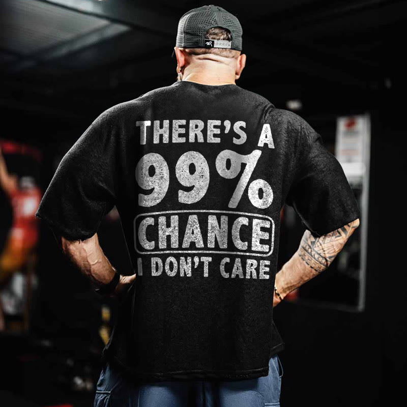Gym 100% Cotton 99% Chance I Don't Care Print Acid Washed T-shirt - Black - US20-22(3XL) - image 1