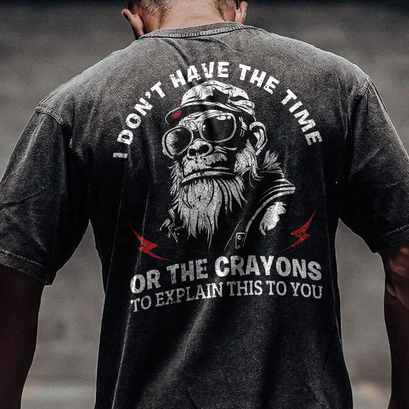 Gym 100% Cotton I Don't Have The Time Print Acid Washed T-shirt - image 2