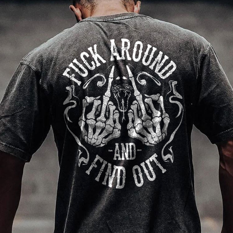 Gym 100% Cotton FIND OUT Print Acid Washed T-shirt - image 2