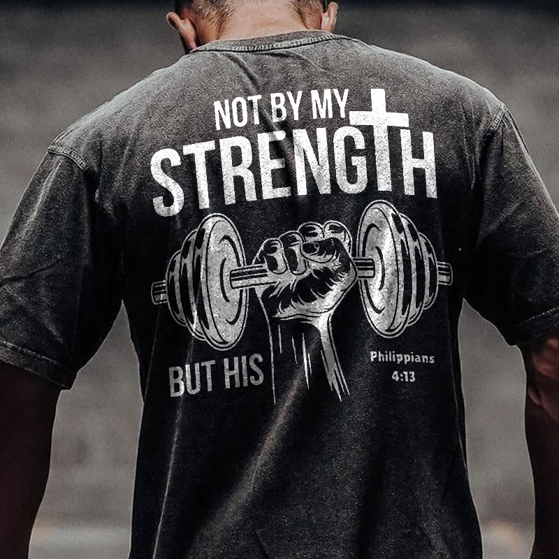 Gym 100% Cotton STRENGTH Print Acid Washed T-shirt - image 2