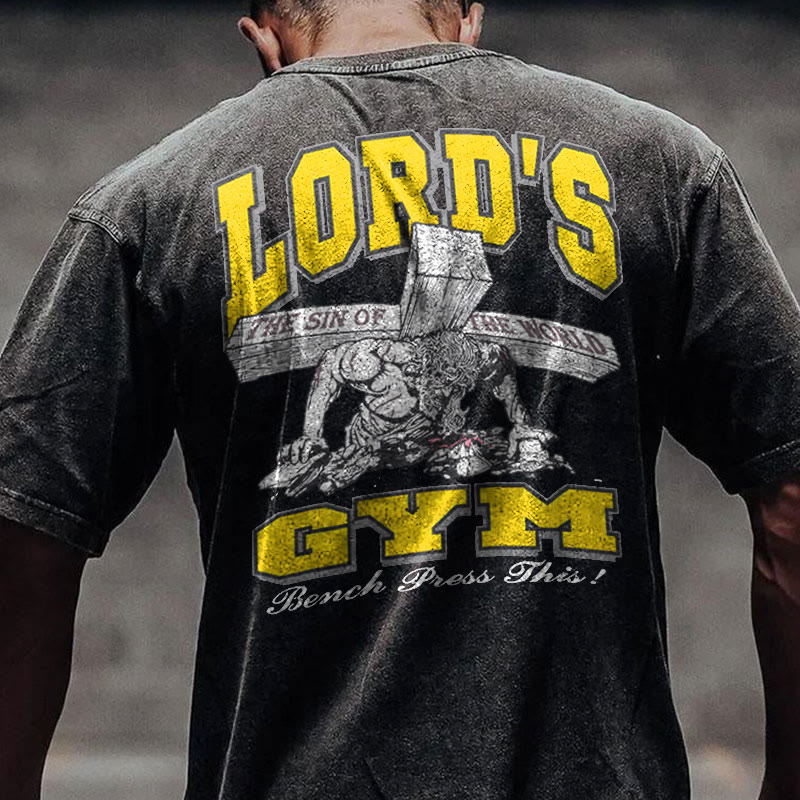 Gym 100% Cotton LORD'S GYM Print Acid Washed T-shirt - image 2