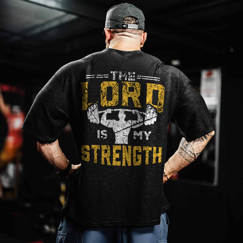 Gym 100% Cotton The Lord Is My Strength Print Acid Washed T-shirt - image 2
