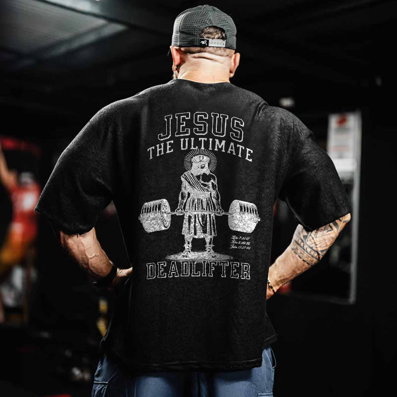 Gym 100% Cotton JESUS Print Acid Washed T-shirt - image 2