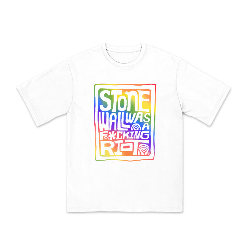 Unisex 100% Cotton Stonewall Rainbow Ombre Print Pride Month T-shirt - White - US20-22(3XL) - image 2