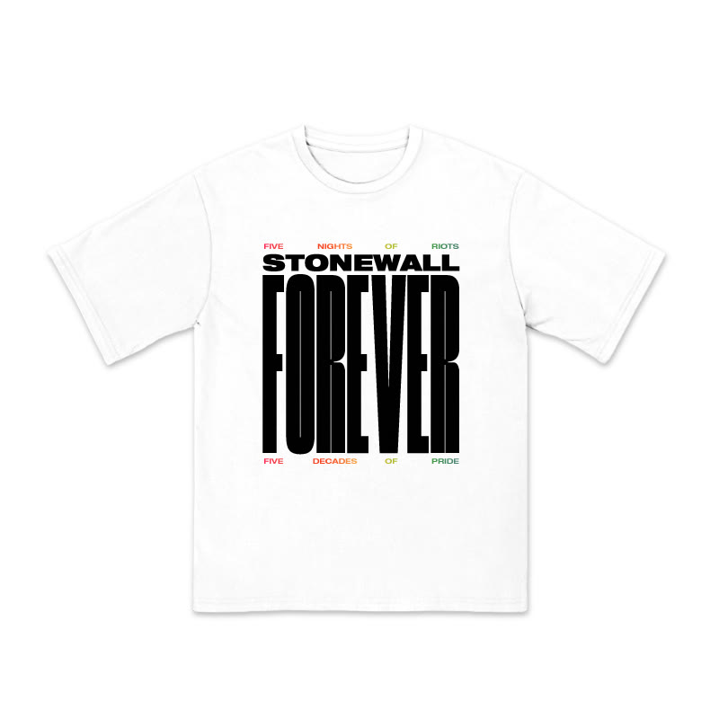 Unisex 100% Cotton Stonewall Forever Print Pride Month T-shirt - White - US20-22(3XL) - image 2