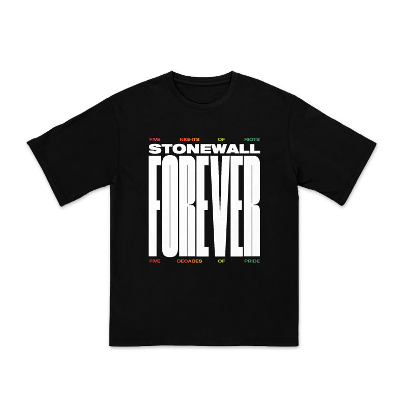 Unisex 100% Cotton Stonewall Forever Print Pride Month T-shirt - Black - US20-22(3XL) - image 1