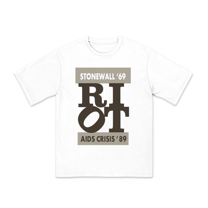 Unisex 100% Cotton Stonewall '69 Riot Print Pride Month T-shirt - White - US20-22(3XL) - image 2