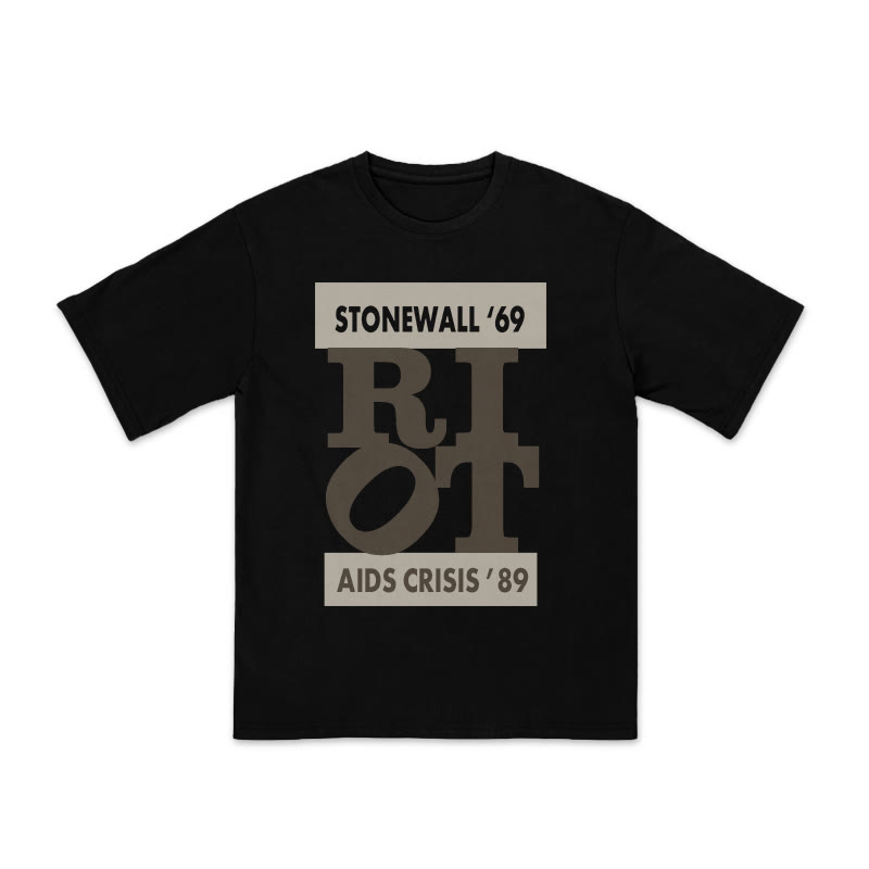 Unisex 100% Cotton Stonewall '69 Riot Print Pride Month T-shirt - Black - US20-22(3XL) - image 1