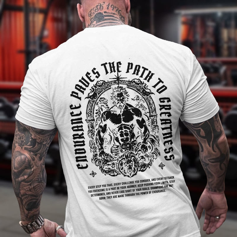 Gym 100% Cotton Cnourancc Paucs The Path To Grcatness Print T-shirt - White - US16-18(2XL) - image 3