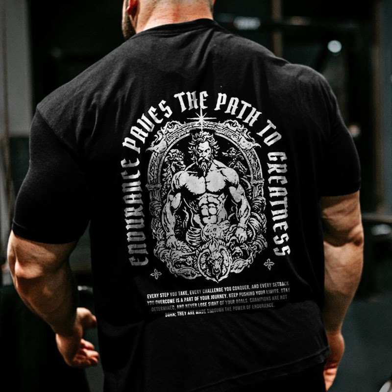 Gym 100% Cotton Cnourancc Paucs The Path To Grcatness Print T-shirt - Black - US16-18(2XL) - image 1