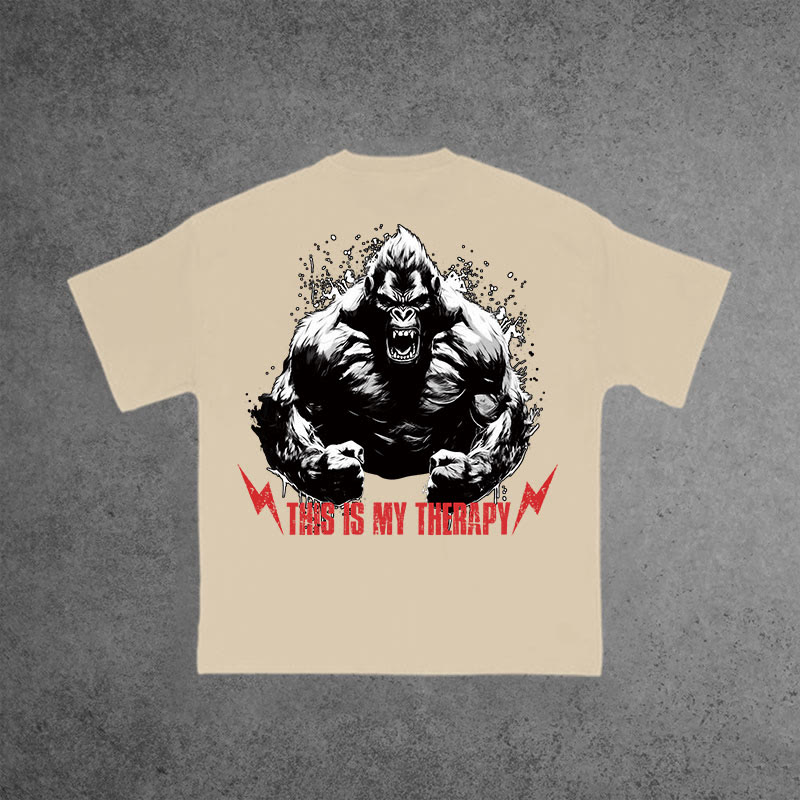 Gym 100% Cotton THIS IS MY THERAPY Print T-shirt - Apricot - US16-18(2XL) - image 8