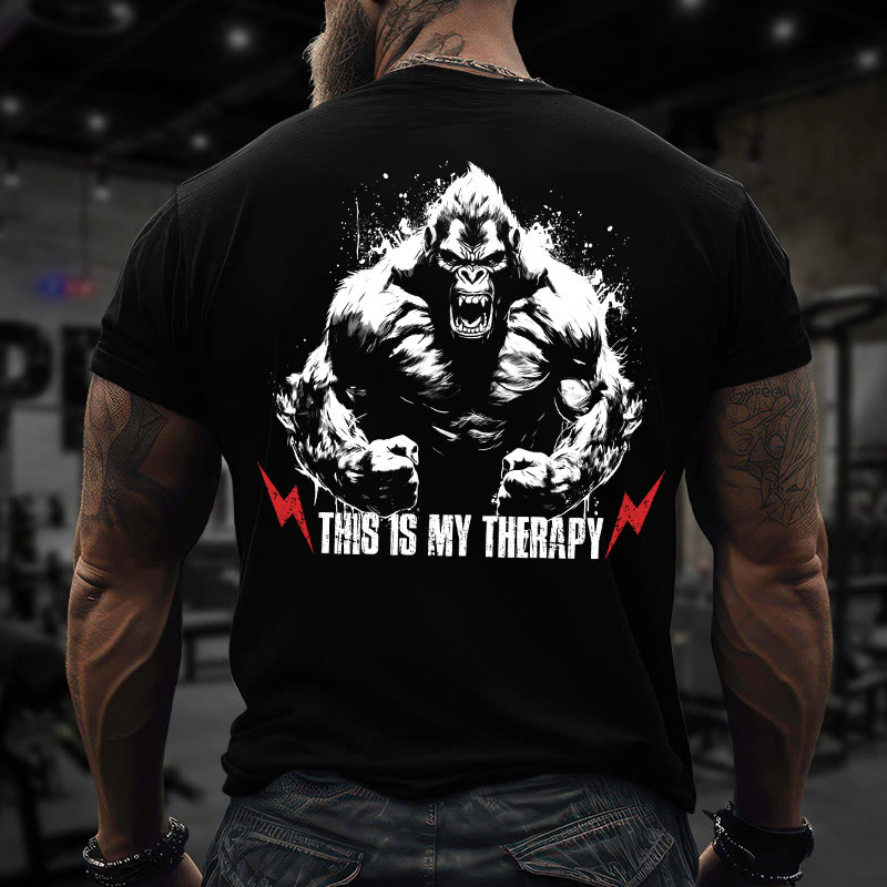 Gym 100% Cotton THIS IS MY THERAPY Print T-shirt - image 3
