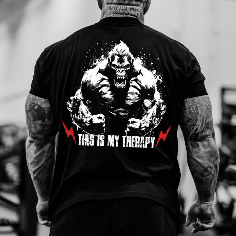 Gym 100% Cotton THIS IS MY THERAPY Print T-shirt - image 2
