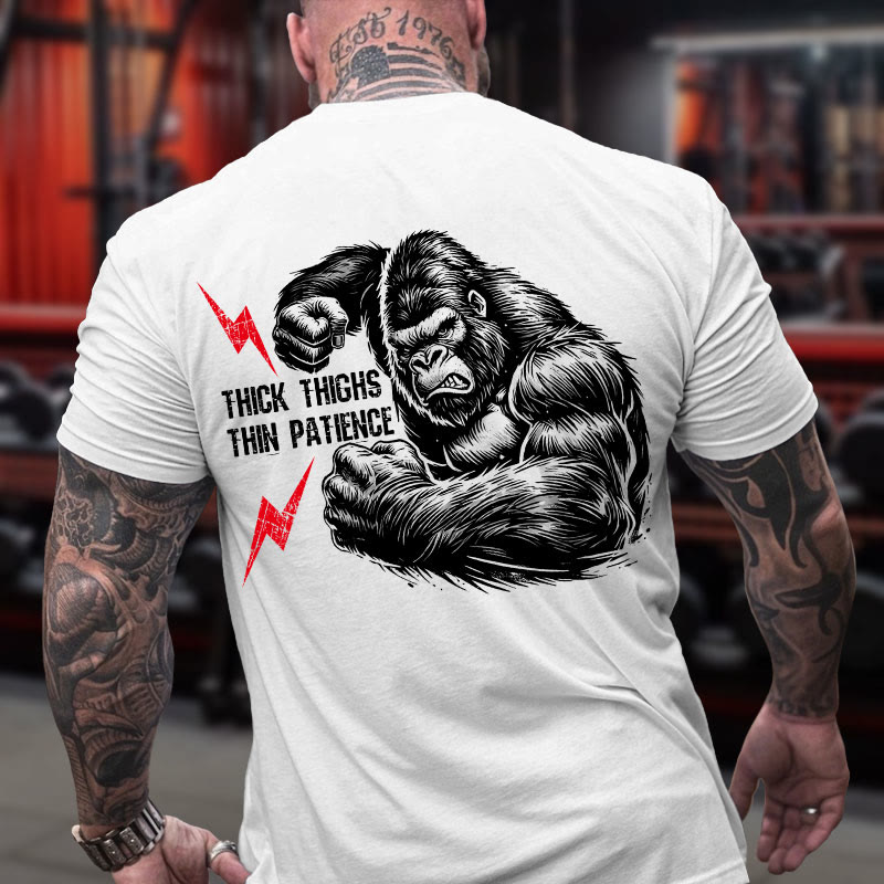 Gym 100% Cotton Thick Thighs Thin Patience Print T-shirt - image 2
