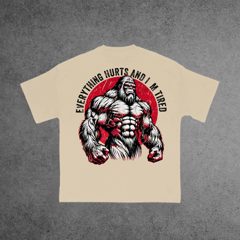 Gym 100% Cotton Everything Hurts And I'm Tired Print T-shirt - Apricot - US16-18(2XL) - image 8