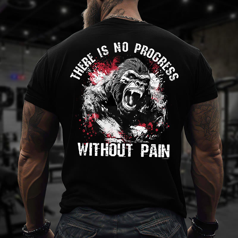 Gym 100% Cotton There Is No Progress Without Pain Print T-shirt - Black - US16-18(2XL) - image 1
