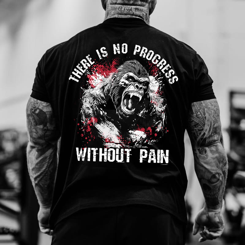 Gym 100% Cotton There Is No Progress Without Pain Print T-shirt - image 2