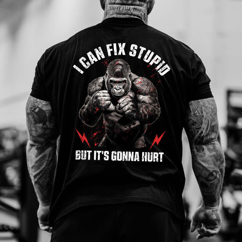 Gym 100% Cotton I Can Fix Stupid Print T-shirt - image 2