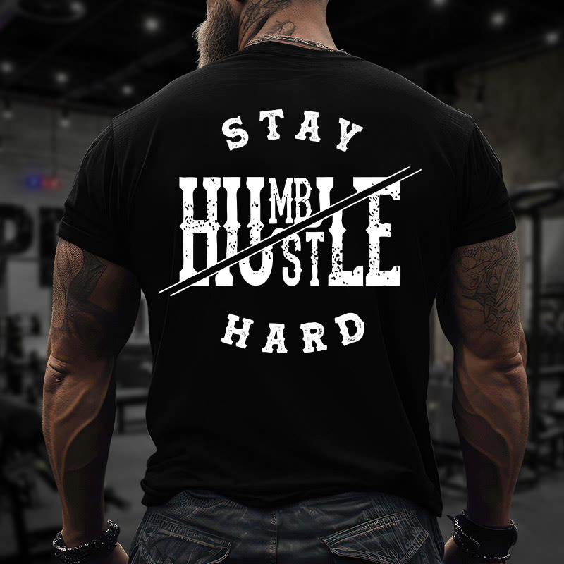 Gym 100% Cotton Stay Humble Print T-shirt - Black - US16-18(2XL) - image 1