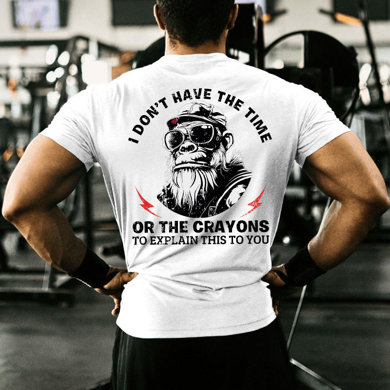 Gym 100% Cotton I Don't Have The Time Print T-shirt - White - US16-18(2XL) - image 1