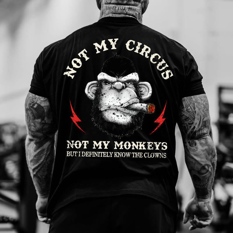 Gym 100% Cotton Not My Circus Not My Monkeys Print T-shirt - image 2