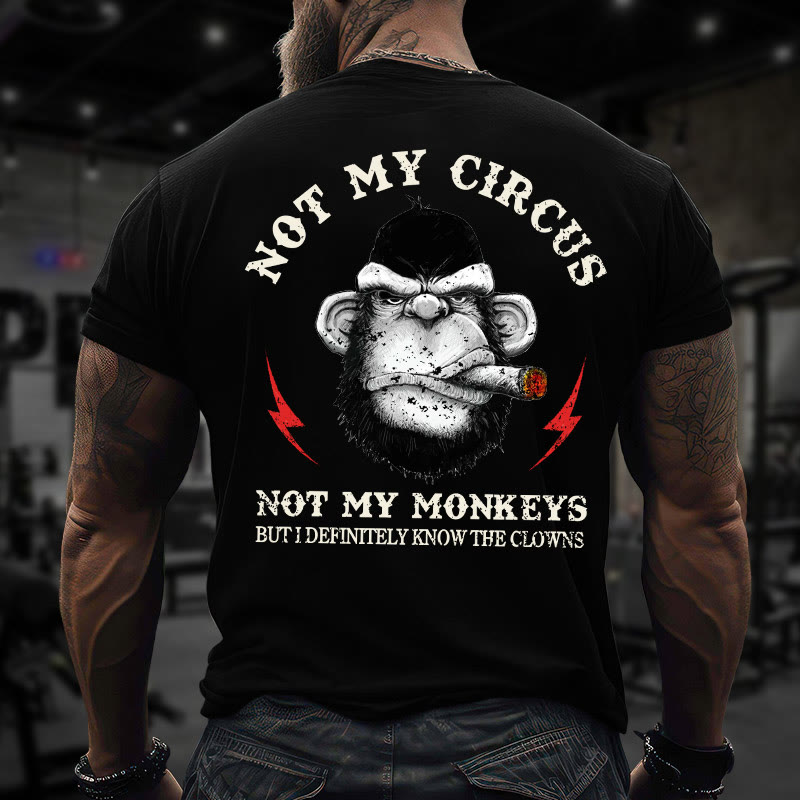Gym 100% Cotton Not My Circus Not My Monkeys Print T-shirt - Black - US16-18(2XL) - image 1