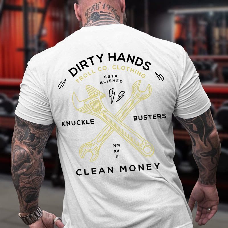 Dirty Hands Clean Money Gym 100% Cotton Print T-shirt - image 3