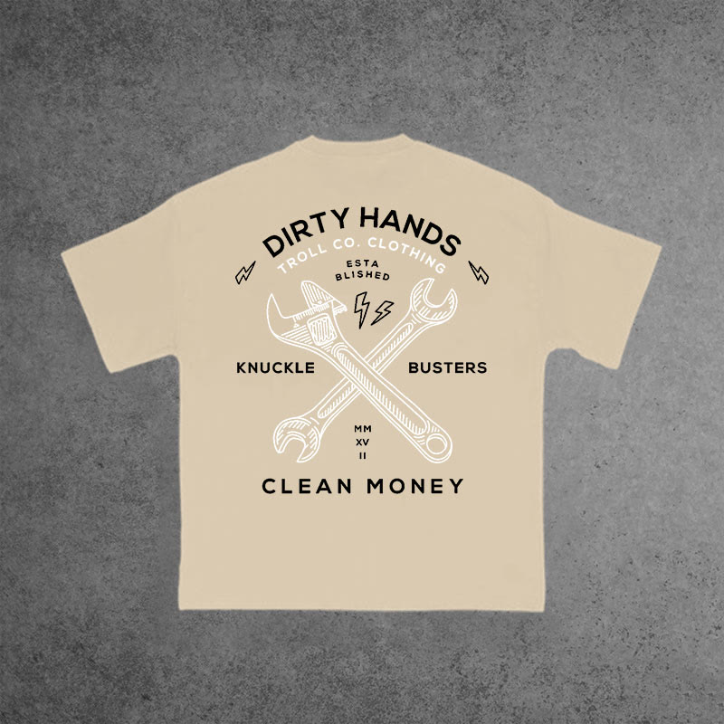 Dirty Hands Clean Money Gym 100% Cotton Print T-shirt - Apricot - US16-18(2XL) - image 2