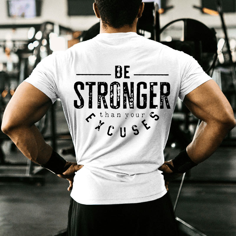 Gym 100% Cotton Be Stronger  Than Your Excuses Print T-shirt - White - US16-18(2XL) - image 1