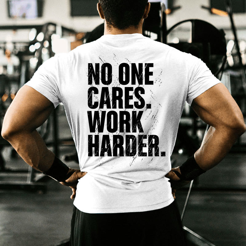 Gym 100% Cotton No One Cares Work Harder Print T-shirt - White - US16-18(2XL) - image 2