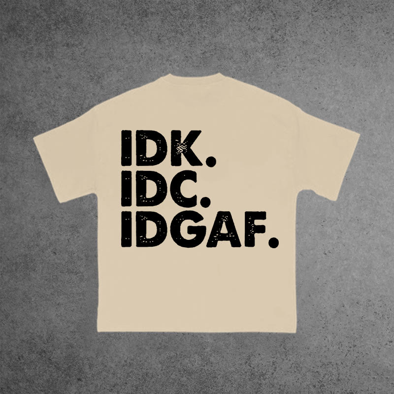 Gym 100% Cotton IDK. IDC. IDGAF. Print T-shirt - Apricot - US16-18(2XL) - image 2
