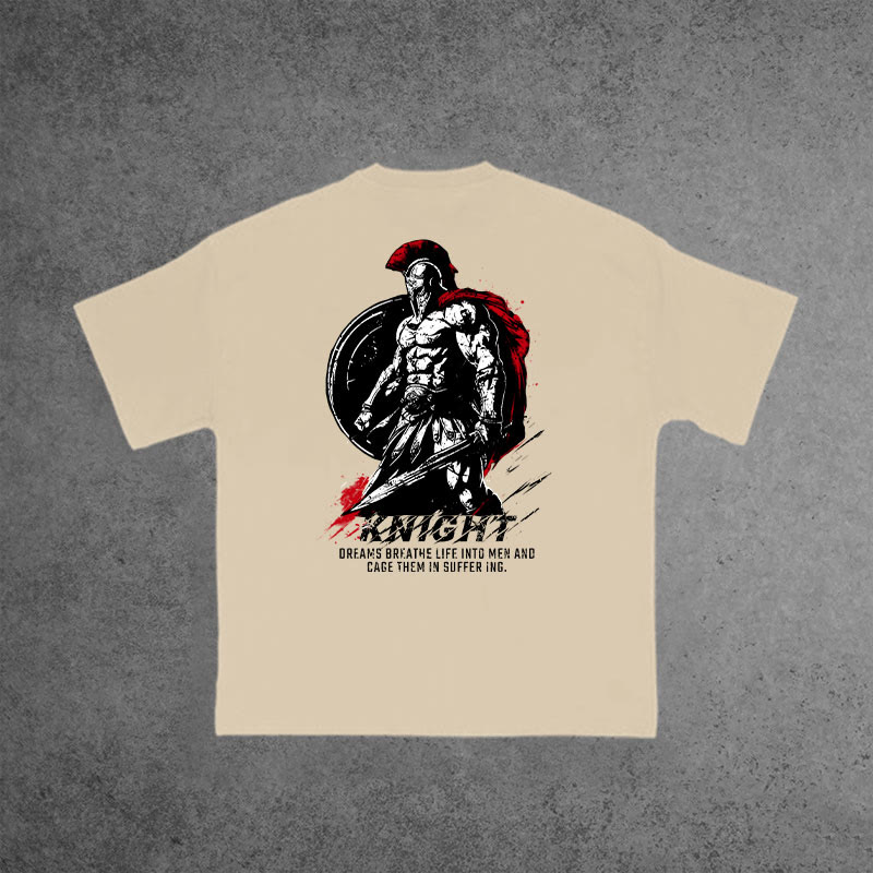 Gym 100% Cotton Knight Dreams Breathe Life Into Men And Cage Them In Suffer Ing Print T-shirt - Apricot - US16-18(2XL) - image 2