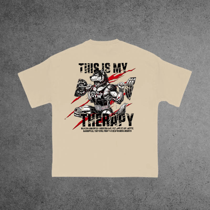 Gym 100% Cotton This Is My Therapy Print T-shirt - Apricot - US16-18(2XL) - image 1